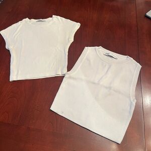 Set of two white Zara tanks